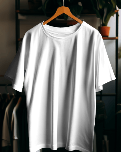 Tshirt Mockup Hanging On Hanger In A Tshirt Shop