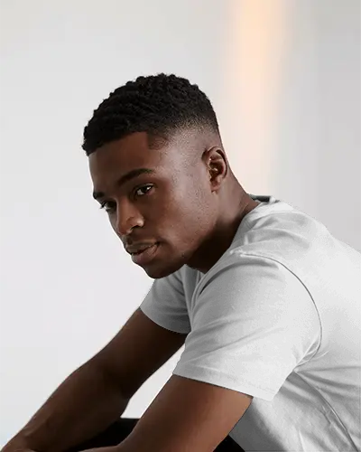 Photorealistic T Shirt Mockup Male Model In Side Profile On Simple Light Background For Premium Design Presentation