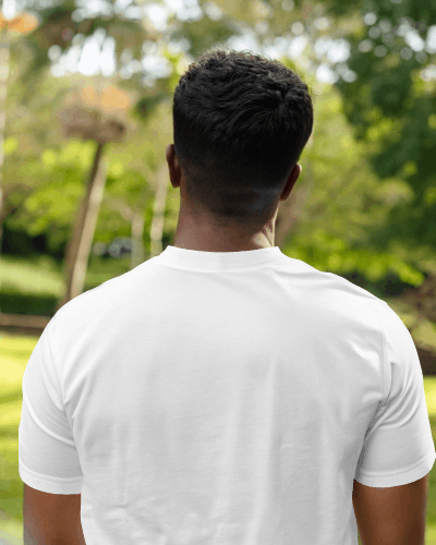 Back View Of Brown Man Wearing Tshirt Mockup