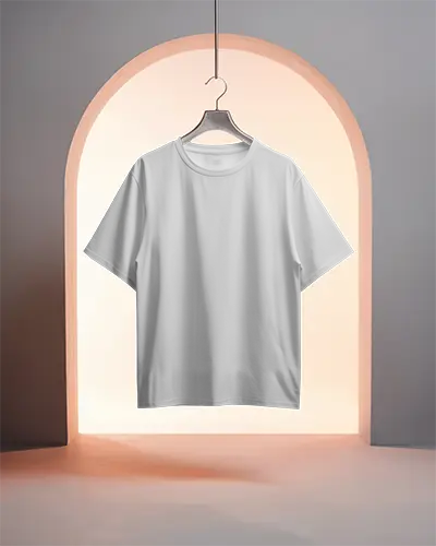 Arched Display Boxy T Shirt Mockup Minimalist Hanging Presentation In Soft Gradient Lighting With Modern Architectural Frame