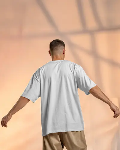 Shirt Mockup Back View Male Model In Loose Fit Style With Dynamic Pose