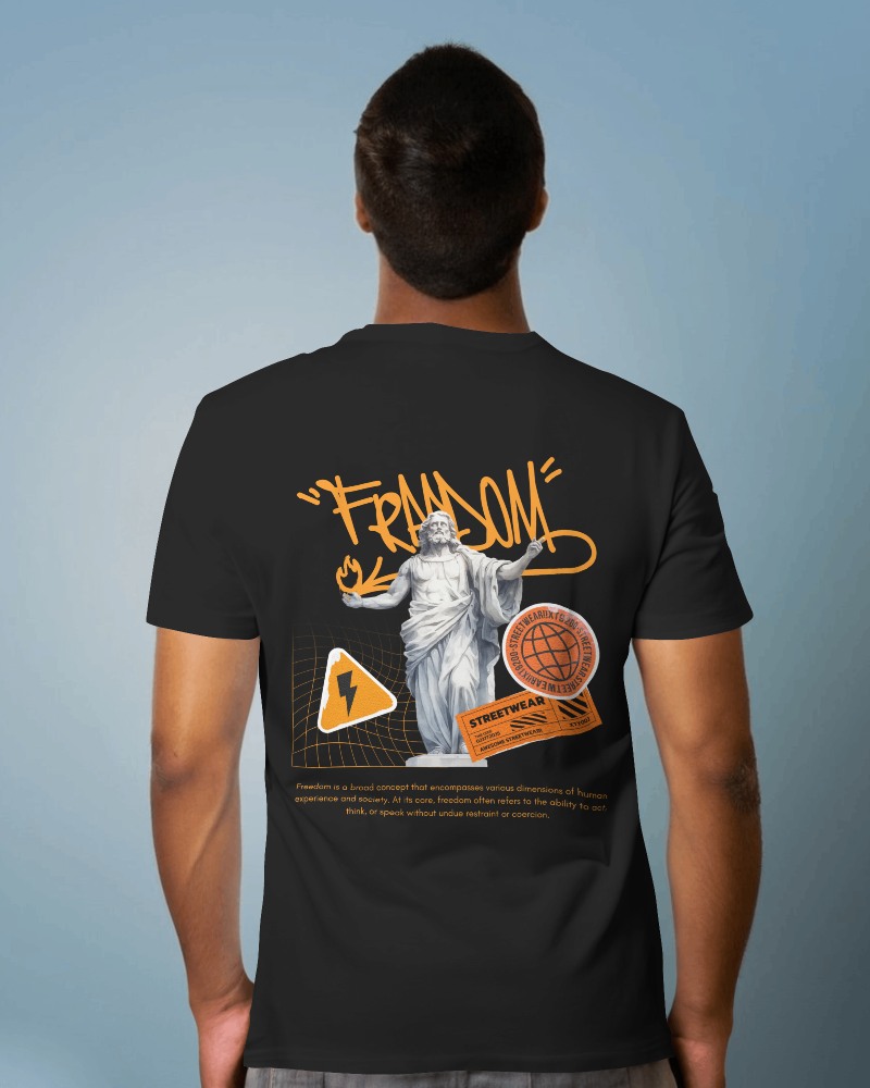 Back View Of Brown Person Wearing Tshirt Mockup Looking Up