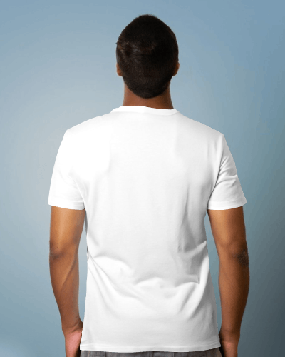 Back View Of Brown Person Wearing Tshirt Mockup Looking Up