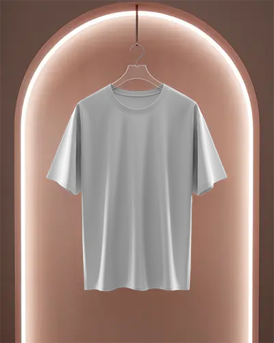 Tshirt Mockup Arched Neon Backdrop Minimal Hanger Display Modern And Stylized Product Presentation