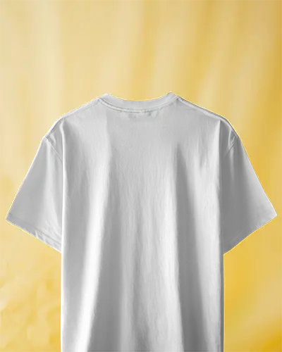 Tshirt Mockup Hanging Garment On Yellow Backdrop Back View Minimal Studio Lighting Soft Shadows Casual Display