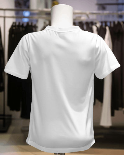 Back View Tshirt Mockup On A Mannequin In Tshirt Store