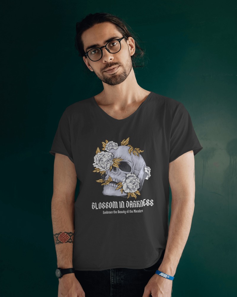 Man With Glasses Tshirt Mockup V Neck