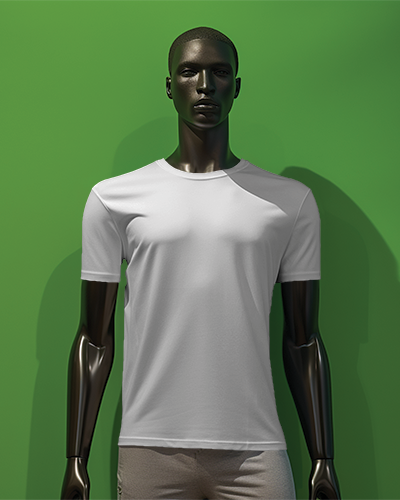 Black Mannequin Wearing A Tshirt Mockup In Front Of Green Screen