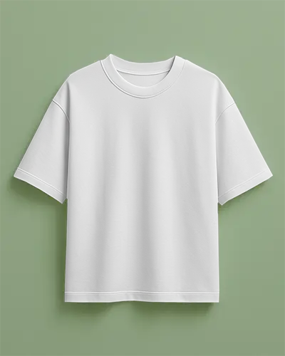 Boxy Tee Mockup Front View Minimal Green Background Relaxed Fit Streetwear Style Design Template