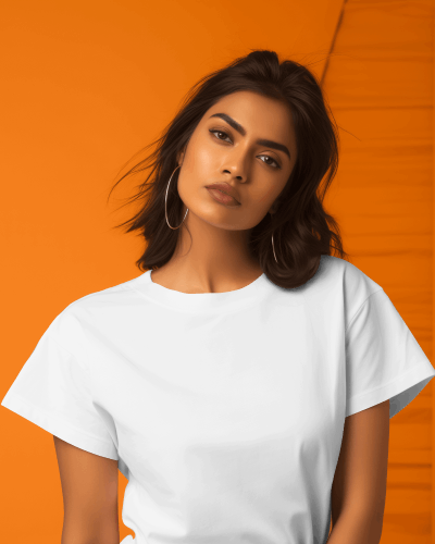 Indian Female Model Posing In White T Shirt