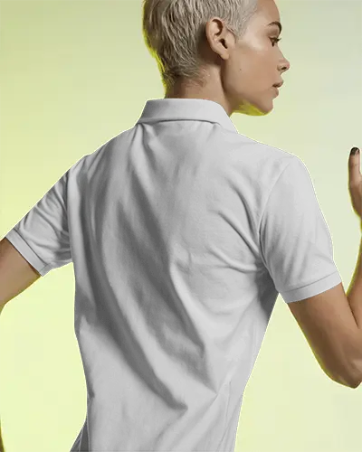 High Contrast Polo T Shirt Mockup Profile Pose With Clean Back Print And Modern Studio Light