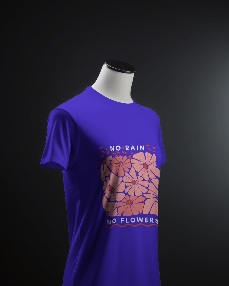 Closeup Side Photo Of A Tshirt On A Headless Mannequin In Front Of Black Screen