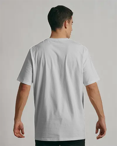 Clean Back Tshirt Mockup Male Model Facing Away In Neutral Studio Light For Clear Design Display 02032