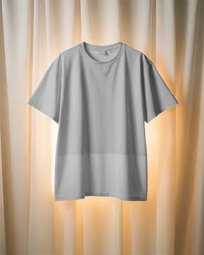 Softly Lit Curtain Scene Tshirt Mockup Hanging Display In Warm Studio Backdrop Presentation 02035