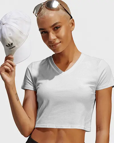 Trendy Cropped Vneck Tshirt For Women Fashionable Casual Top For Summer And Spring