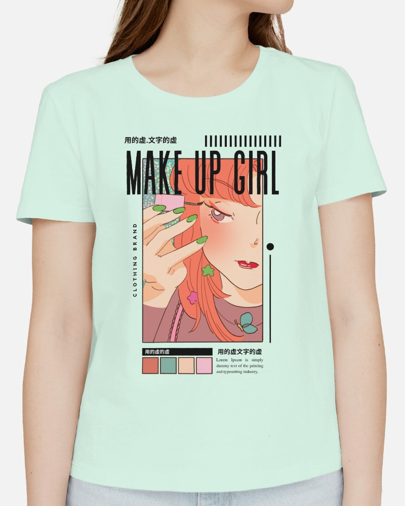 Woman Tshirt Mockup Closeup With Plain Background