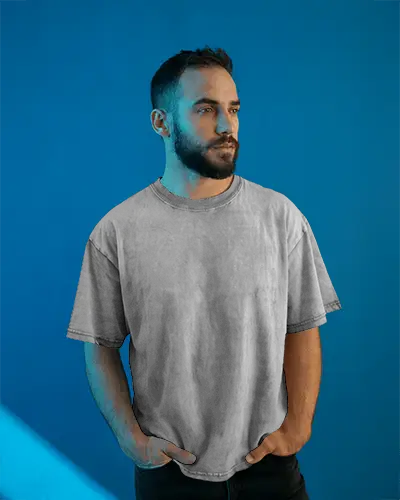 Trendy Acid Wash Men Tshirt Mockup Showing Relaxed Style For Modern Casual Fashion Look