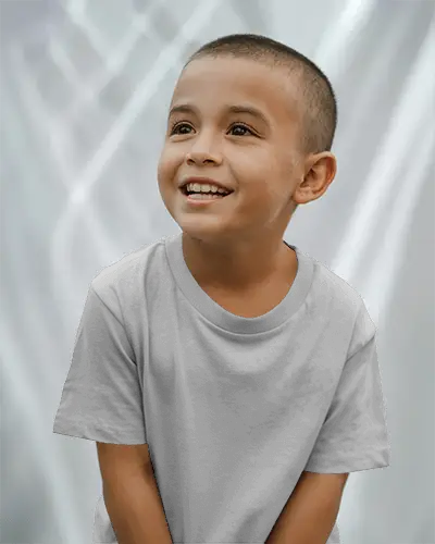 Kid Wearing Comfortable Soft Blank T Shirt Casual Style For Everyday Wear Mockup Display