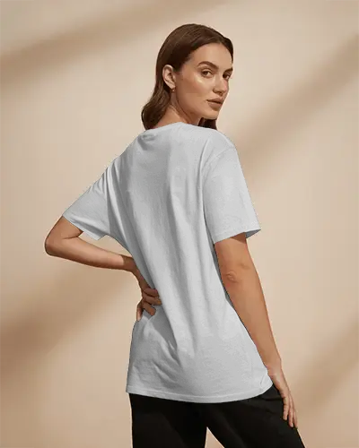 Casual Relaxed Fit Back View Womens Plain Tshirt Back View Stylish Everyday Wear Fashion Trend