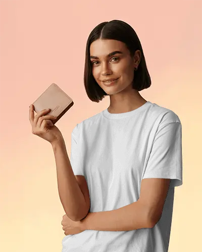 Modern Minimalist Tshirt Mockup Woman Wearing Plain Crewneck T Shirt Perfect For Casual Outfit