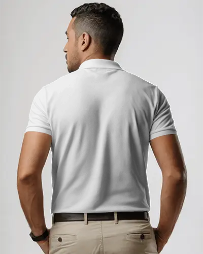 Premium Mens Casual Polo T Shirt Mockup Back View Showcasing Tailored Fit For Everyday Wear