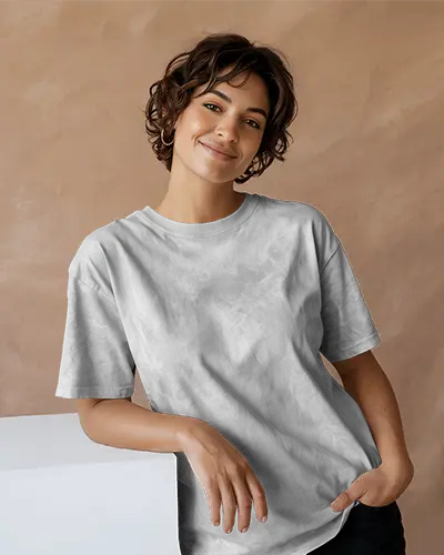 Comfortable Relaxed Fit Women Washed Tshirt Mockup For Casual Fashion Style Promotions