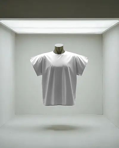 Minimal Studio T Shirt Mockup Floating Black Shirt In Modern Lightbox Setup