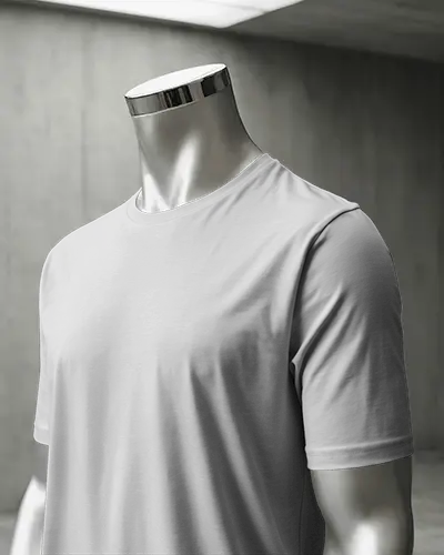 Angled View Tshirt Mockup Mannequin In Modern Concrete Interior Soft Daylight