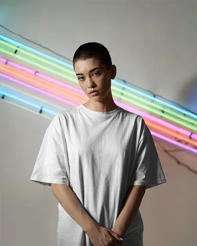 neon-light-tshirt-mockup-female-model-standing-against-colorful-diagonal-led-tube-light