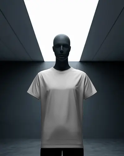 minimalist-dark-studio-tshirt-mockup-mannequin-under-bright-ceiling-light-futuristic-display
