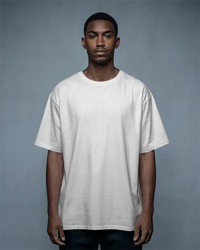 Modern T Shirt Mockup Male Model Front View Gray Background Minimal And Contemporary