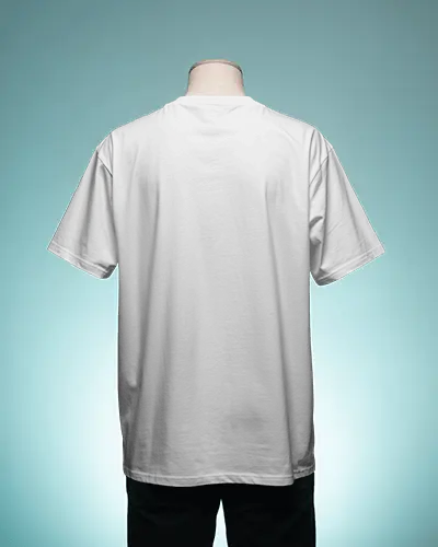 Backview Classic Tshirt Mockup On Mannequin With Clean Gradient Blue Background Studio Lighting