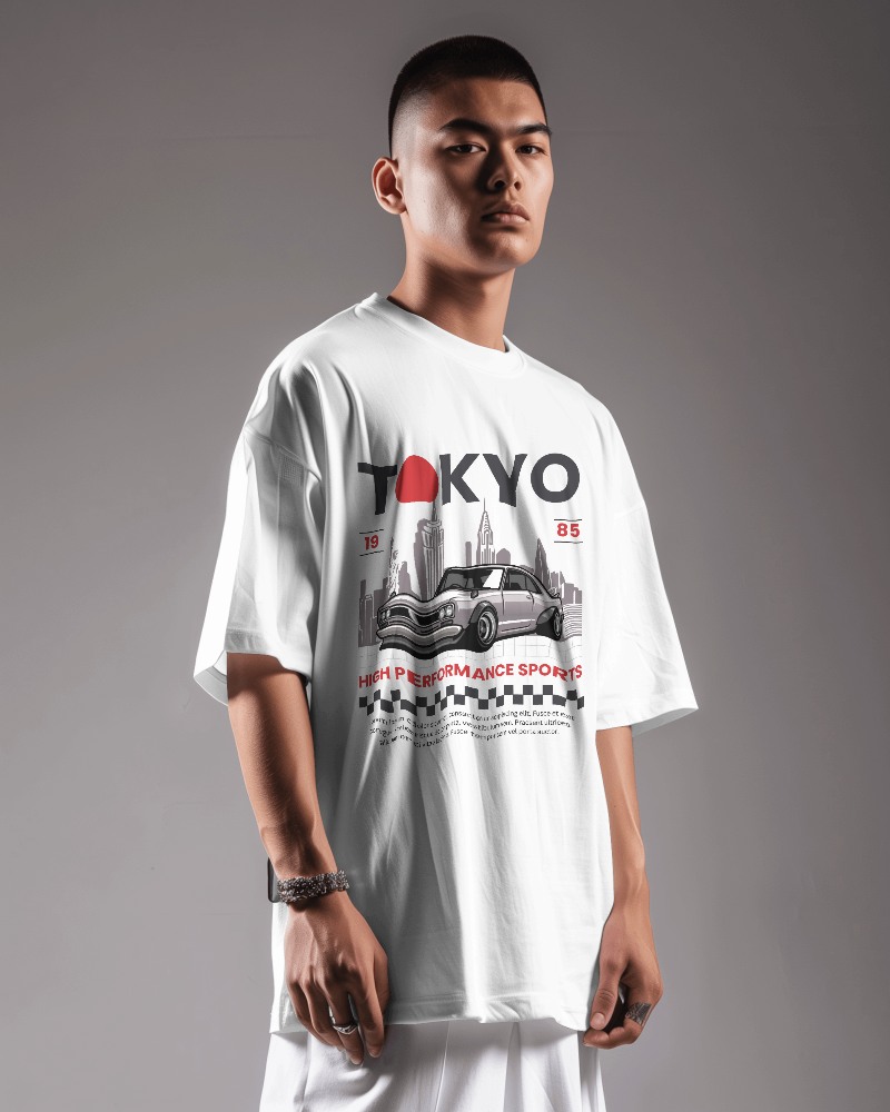 Asian Model Wearing Tshirt Mockup Scene2