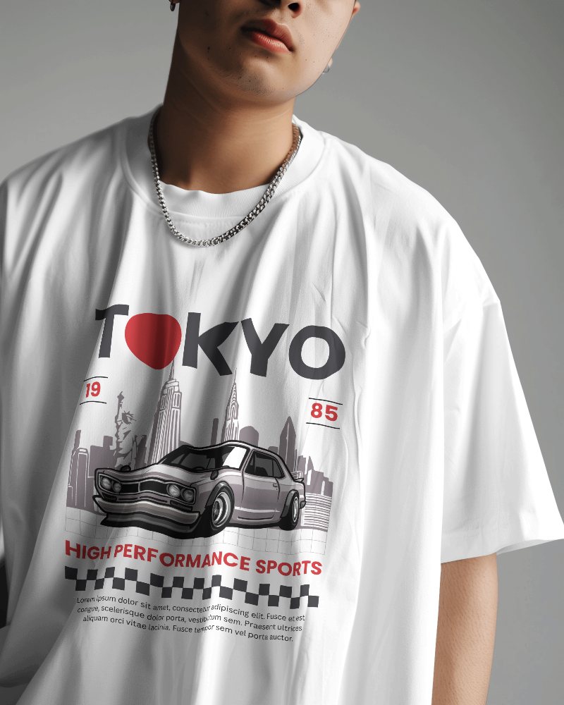 Asian Model Wearing Tshirt Mockup Scene1