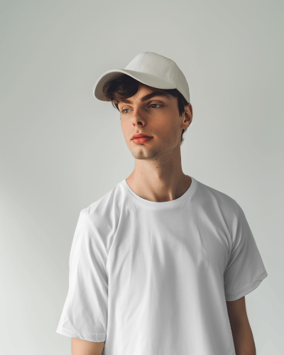 Slim Male Model Wearing Tshirt Mockup For Photoshoot Scene7