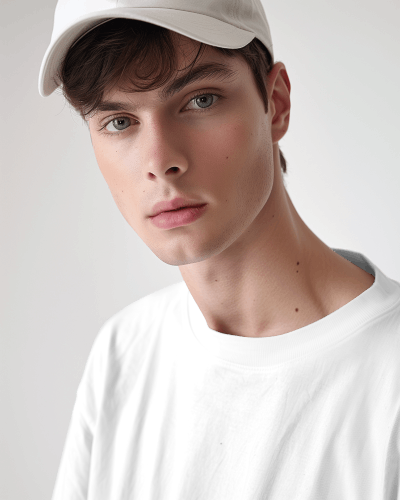 Slim Male Model Wearing Tshirt Mockup For Photoshoot Scene6