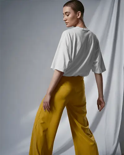 Trendy Loose Fit Women Tshirt Mockup Back View Fashionable Casual Wear Stylish Urban Outfit Idea