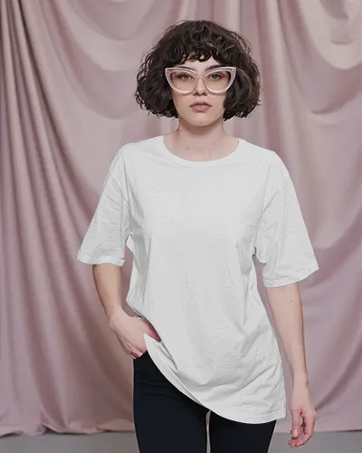 Relaxed Fit Basic Crewneck Tshirt Mockup For Women Casual Comfortable Everyday Wear Style