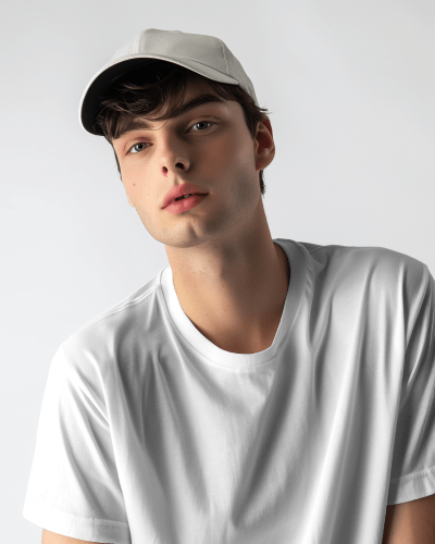 Slim Male Model Wearing Tshirt Mockup For Photoshoot Scene5