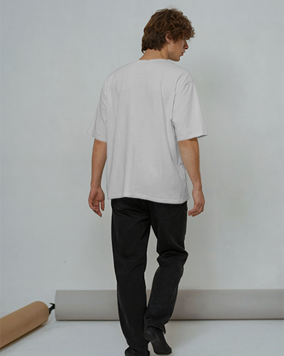 Plain Round Neck Cotton Tshirt Mockup Men Loose Comfy Easy To Style For Daily Outfits