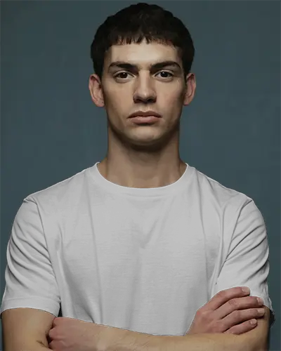 Folded Arms T Shirt Mockup Front View Dark Studio Backdrop Bold Minimal Style With Clean Design