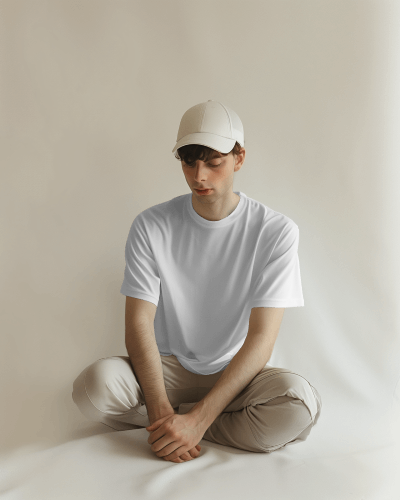 Slim Male Model Wearing Tshirt Mockup For Photoshoot Scene1