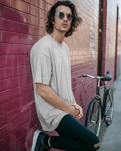 Casual Loose Fit Tshirt Mockup For Men Stylish Streetwear Urban Fashion Photography