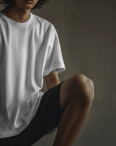 Asian Model Wearing Tshirt Mockup In Neutral Studio Background Scene5