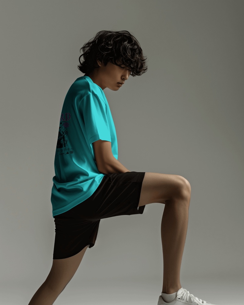 Asian Model Wearing Tshirt Mockup In Neutral Studio Background Scene3