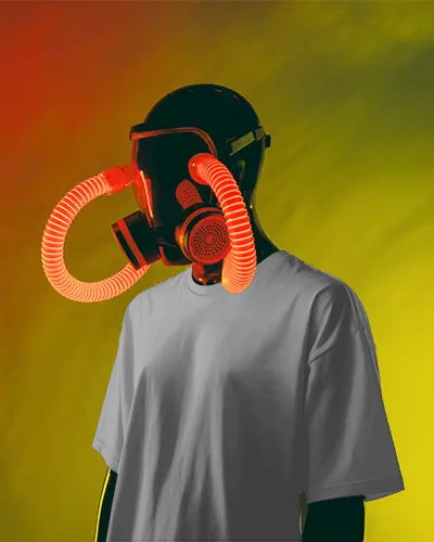 Futuristic Tactical Gas Mask Fashion Tshirt Mockup High Quality Digital Apparel Design Template