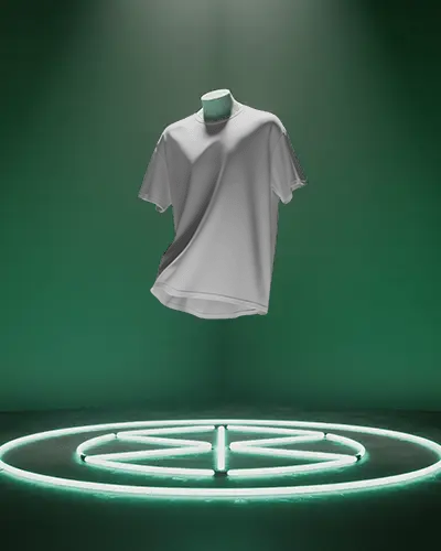 Modern Floating Tshirt Mockup With Minimalistic Neon Glow Background For Fashion Brand