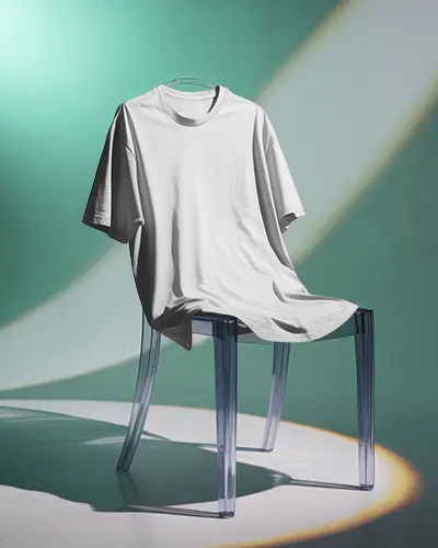 Premium Soft Cotton Tshirt Mockup On Transparent Chair For Easy Design Customization