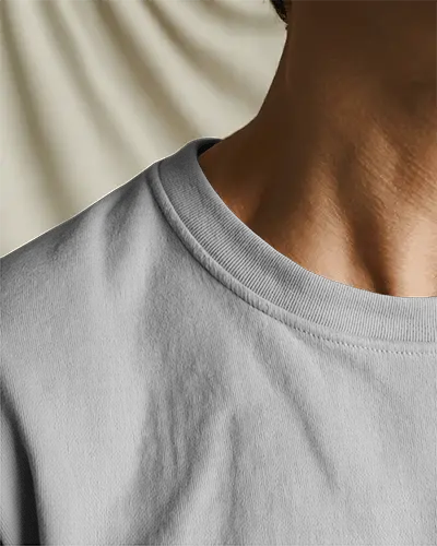 Neckline Close Up Tshirt Mockup Fabric Texture And Collar Detail In Soft Natural Lighting
