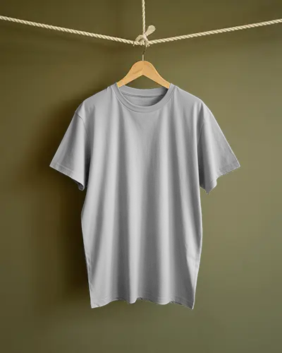Rope Hanger Tshirt Mockup Simple Minimal Display On Green Background Clean Modern Presentation